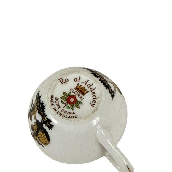 Royal Adderley Miniature Cup & Saucer Bone China England Floral Gold Trim - Picture 4 of 6